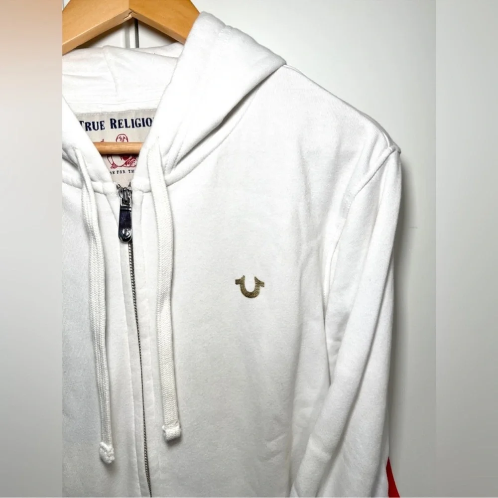 True Religion | White Gold Logo Full Zip Hoodie